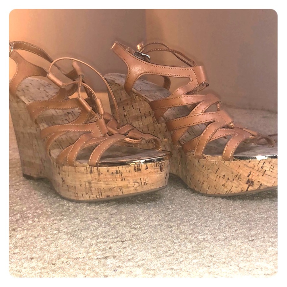 Aldo Tall Cork Wedge Lace Up Sandal